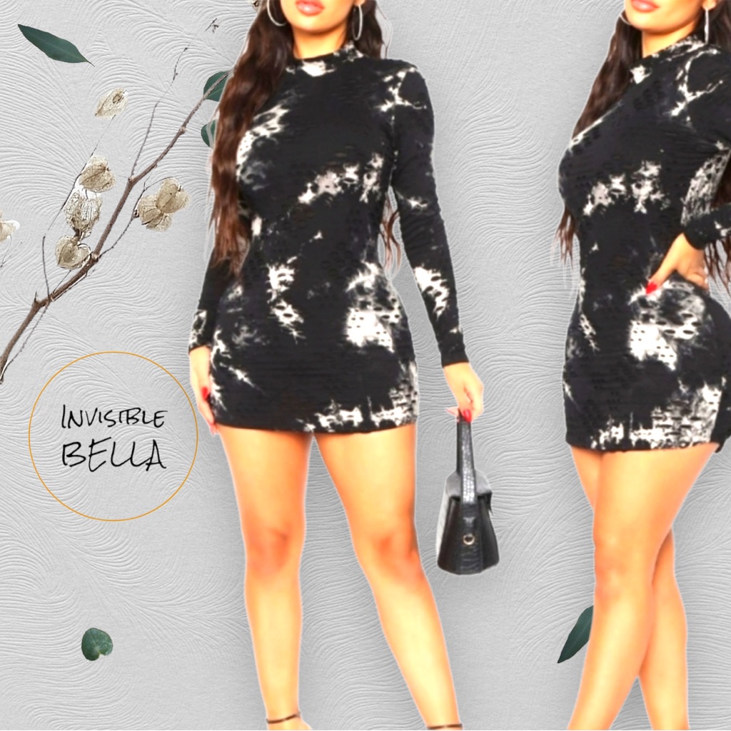 Nwot Tie Dye Bodycon Mini Turtle Neck Mini Dress By Fashion Nova 1x -Item022-